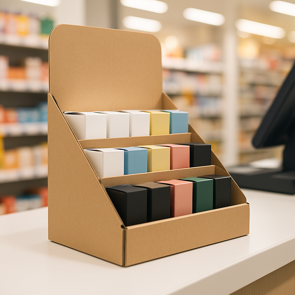 Counter top display unit at checkout
